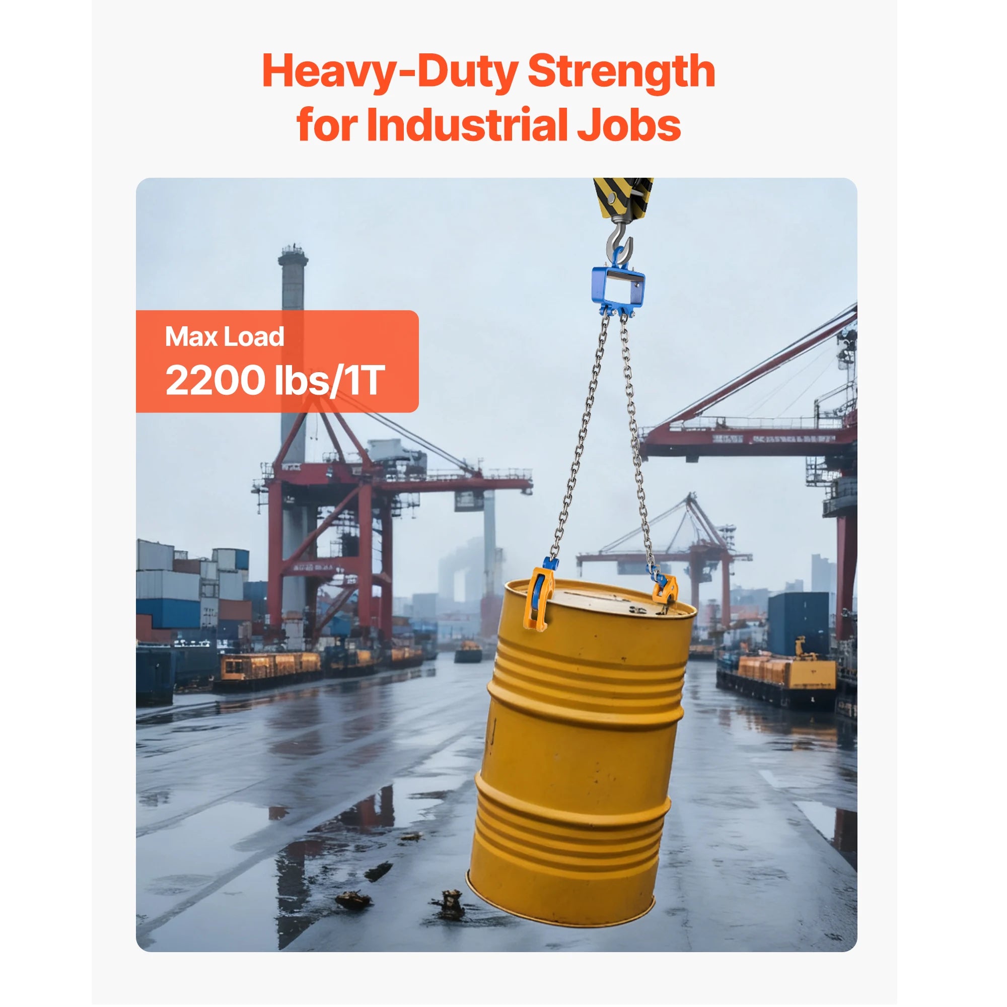 2200 lb Drum Lifting Chain Sling G80 with Security Hook
