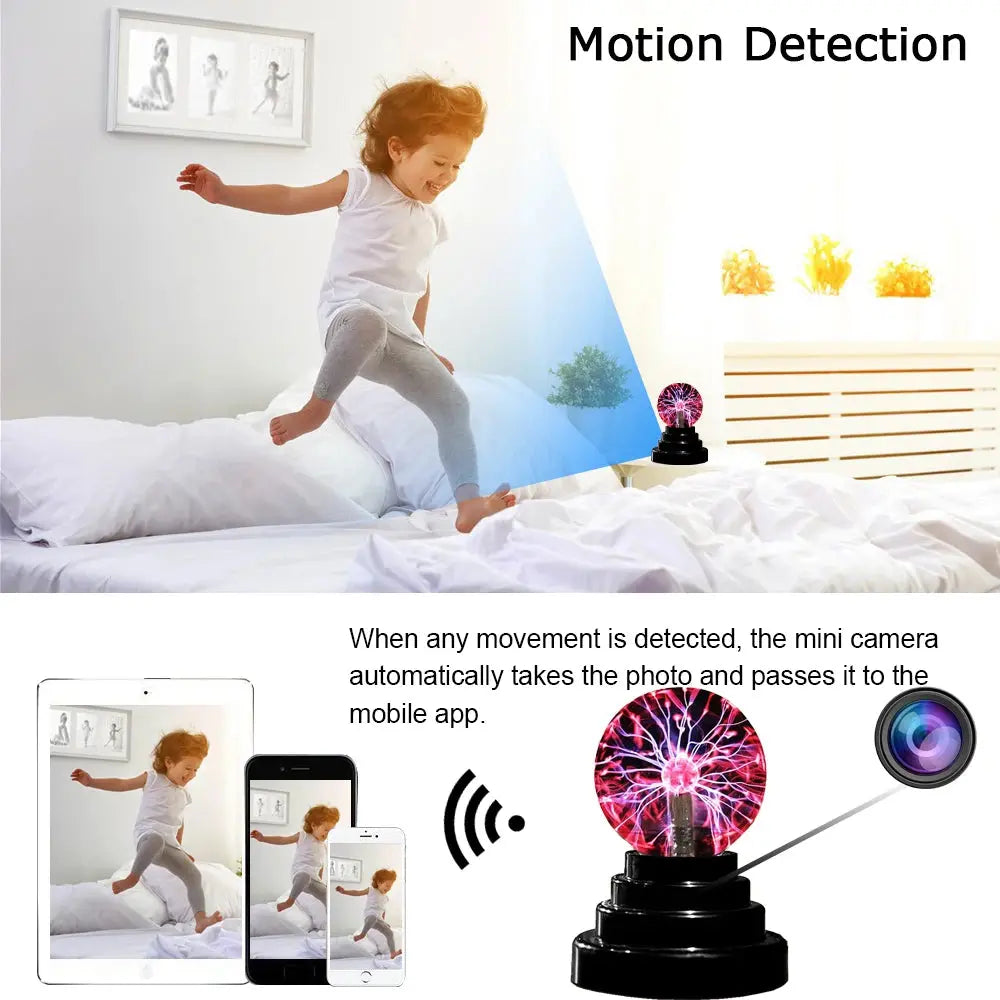 Mini Camera Light Night Light Novelty Plasma Ball Light Monitor Gift Magic Light Full HD 1080P Wireless Wifi Visual Camera Video Spy-shop.com