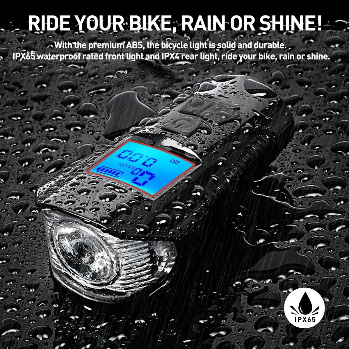 Rechargeable Bicycle Light with Horn and Speed Display