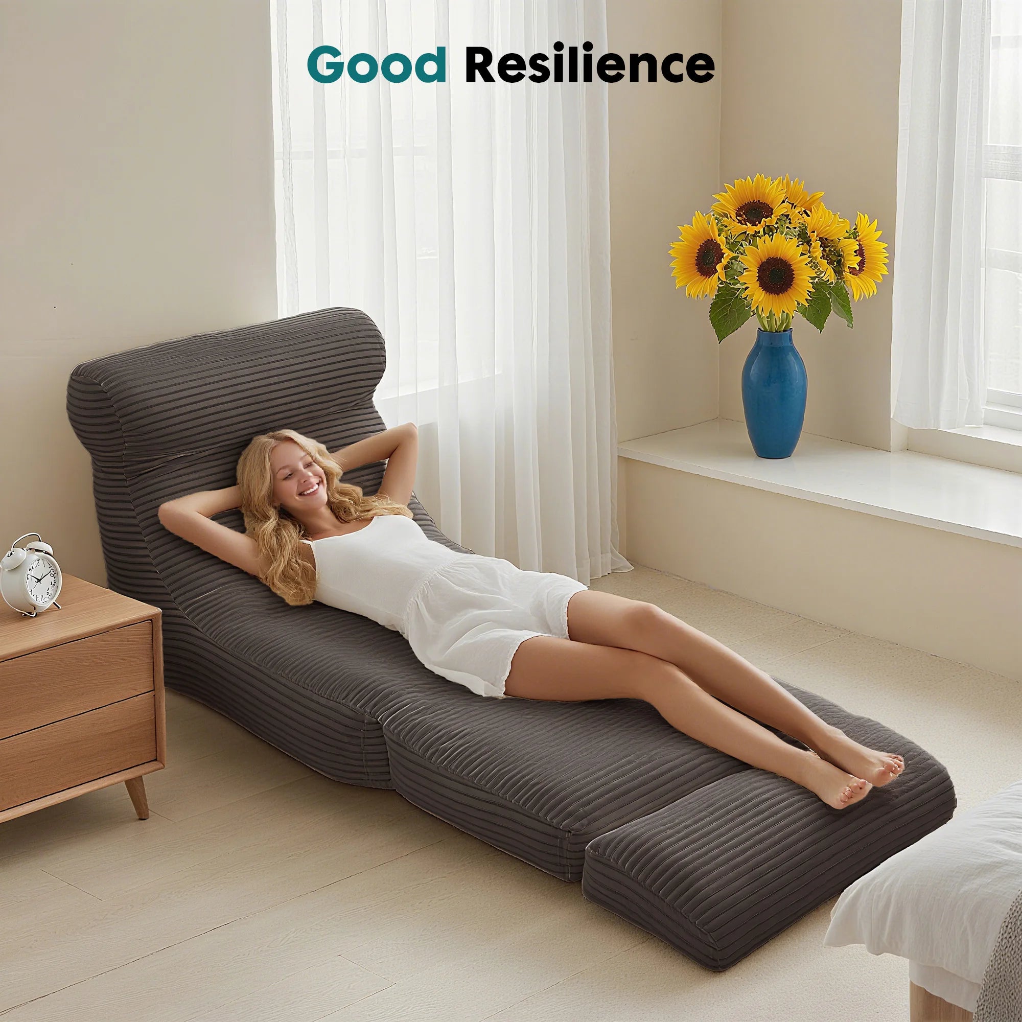 3-in-1 Folding Sofa Bed with Lumbar Support Corduroy Sleeper Chair