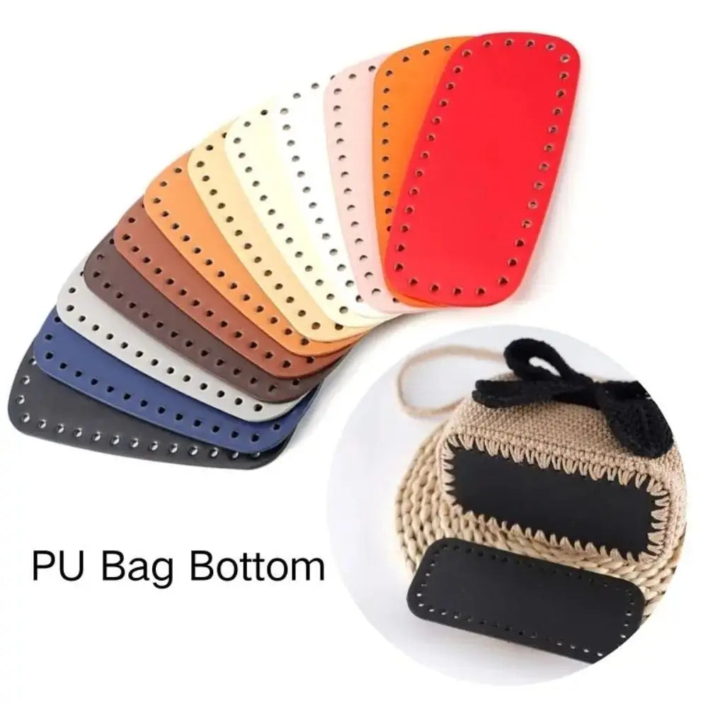 Base de bolsa de croche em couro PU oval, 20 × 9 cm
