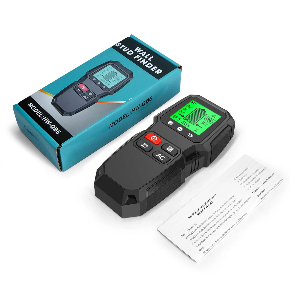 Handheld LCD Wall Scanner for Stud, Metal & AC Indications