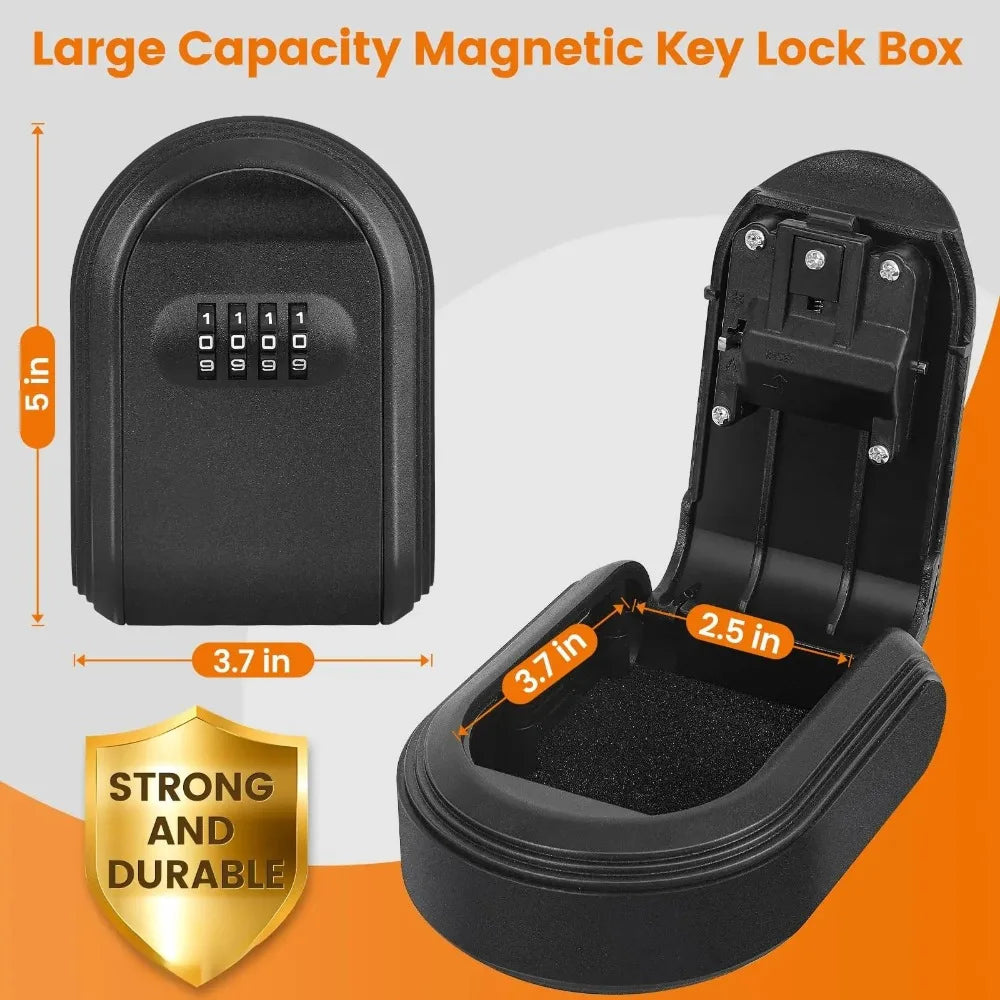 Magnetic Key Lock Box with 4-Digit Code for Car or Outdoor Use