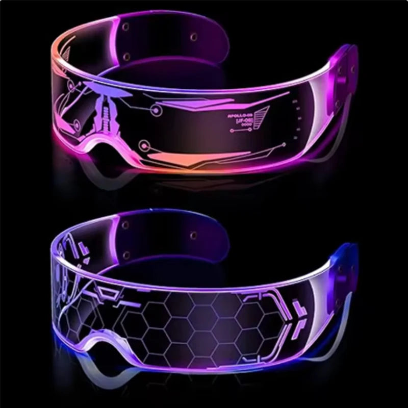 LED Luminous Futurist Cyberpunk Glasses LED Light Up Glasses cool cyberpunk glasses for man women cospaly supplies 
