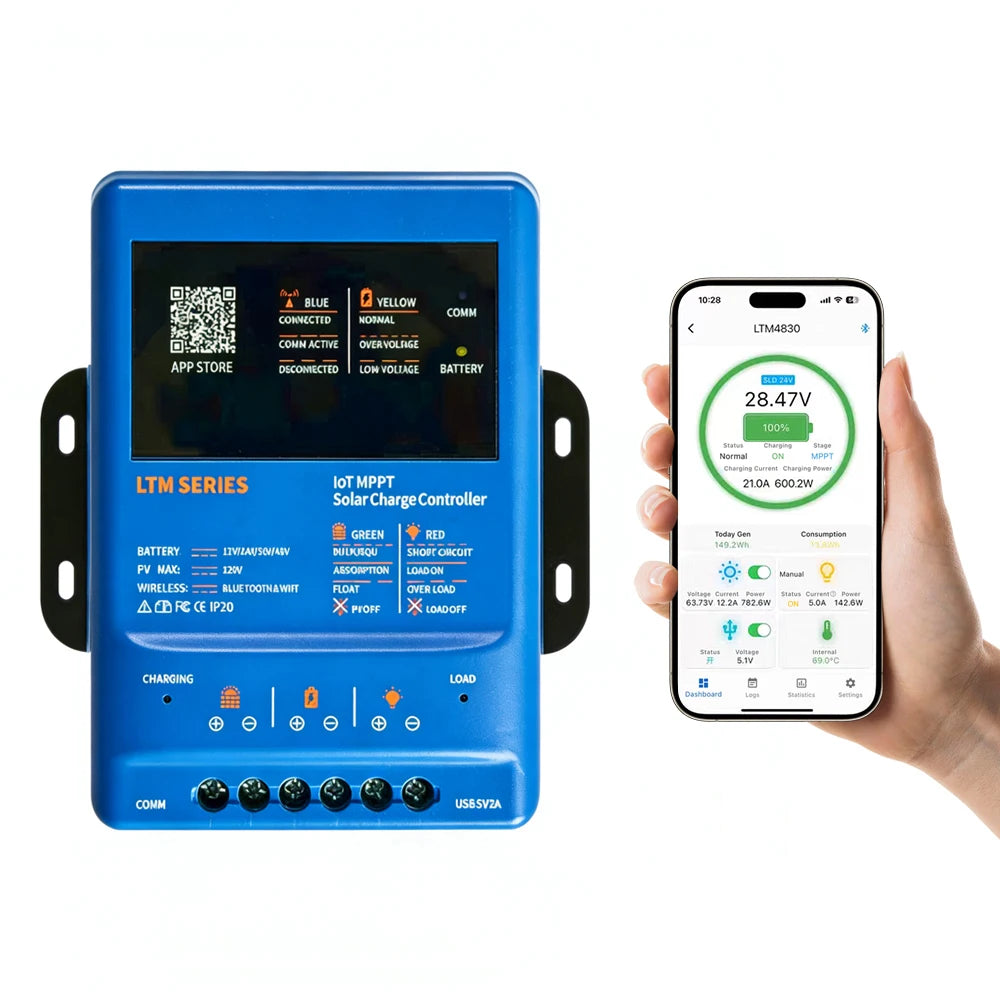 Regolatore di Carica Solare MPPT 30A/40A con Controllo tramite App e Supporto 12–48V