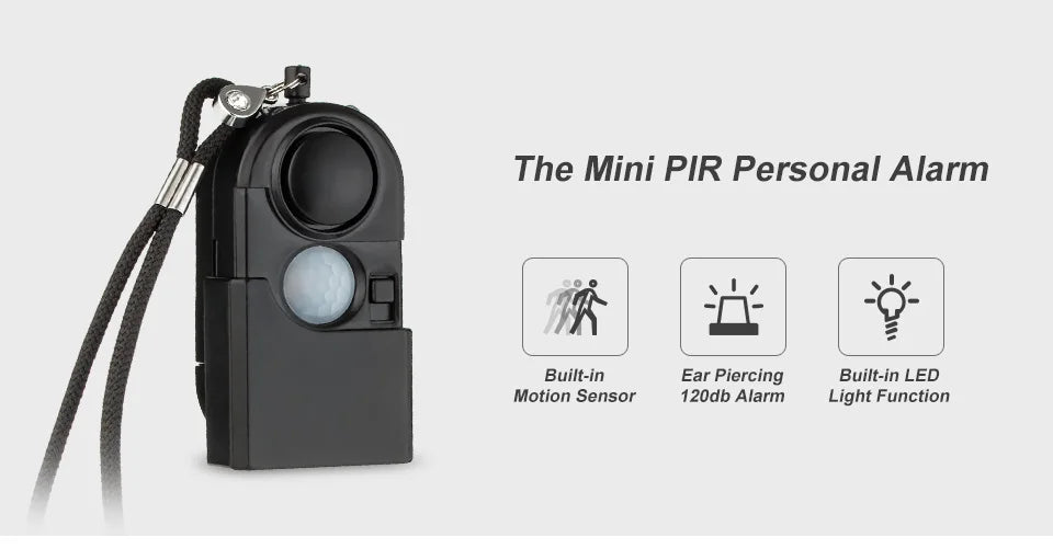 KERUI Portable Mini Motion Detector Alarm 120DB Siren SOS LED Light Security Alarm For Travel Home Kids Safe Personal Alarms 