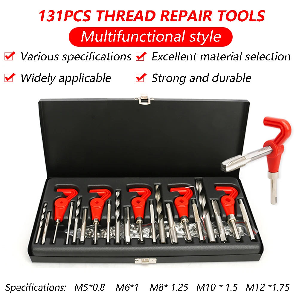 Kit di riparazione filettatura metrica da 131 pezzi