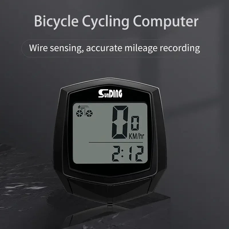 Bicycle Cycling Computer LCD Display Wired Odometer 15 Kinds of Functions Accurate Recording Auto Sleep Replaceable Battery 