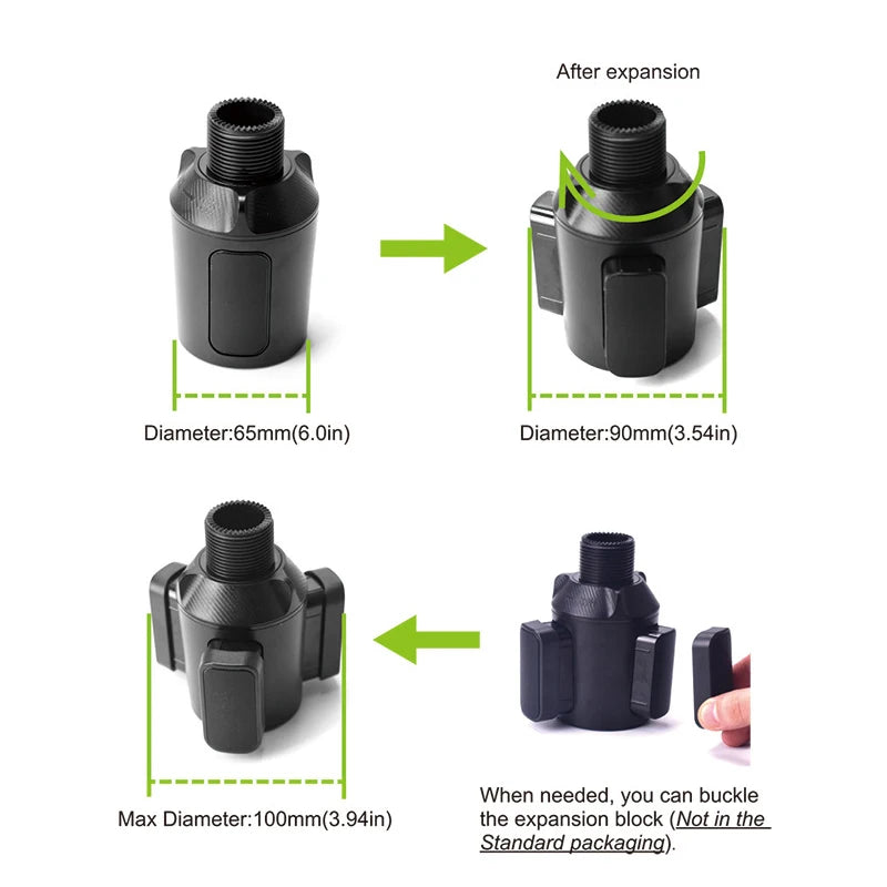 SEAMETAL 4 in 1 Car Cup Holder Extension Food Tray 360-Degree Rotation Center Console Snacks Tray Drink Holder 3kg Load-Bearing
