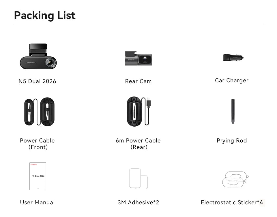 Dual 4K HDR Dash Cam Front Rear with WiFi 6 GPS and 24H Parking Mode