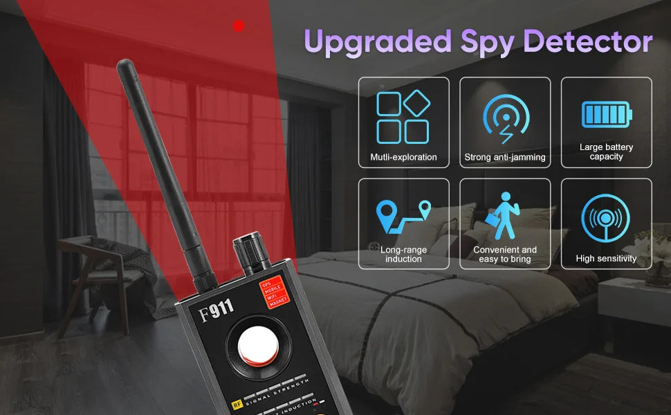 F911 Hidden Camera Detectors, Spy Detector, Bug and GPS Detector, Security Camera Finder, Infrared Scanner