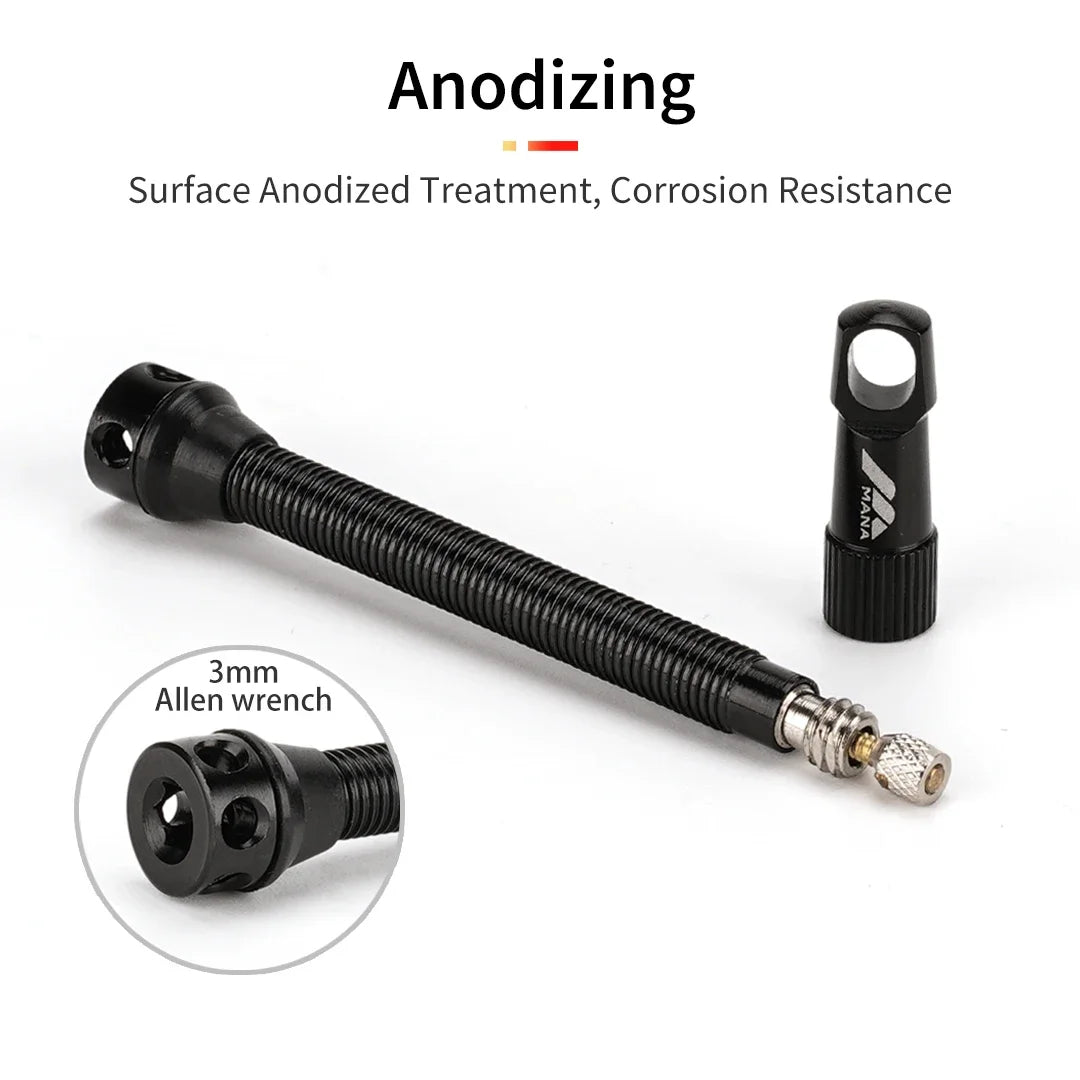 Válvulas Tubeless Presta MANA — Par, 40–100 mm