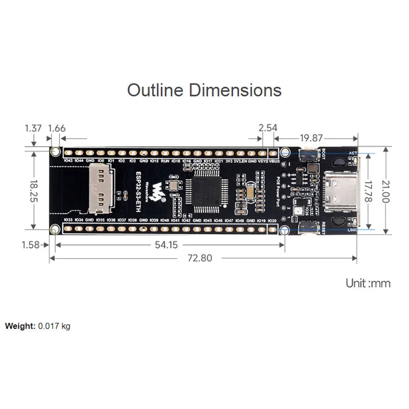 ESP32-S3 Ethernet-ontwikkelbord opties