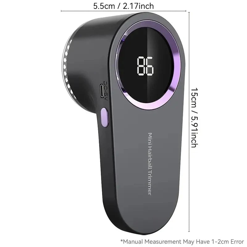 Rasoir anti-bouloches rechargeable USB avec affichage numérique