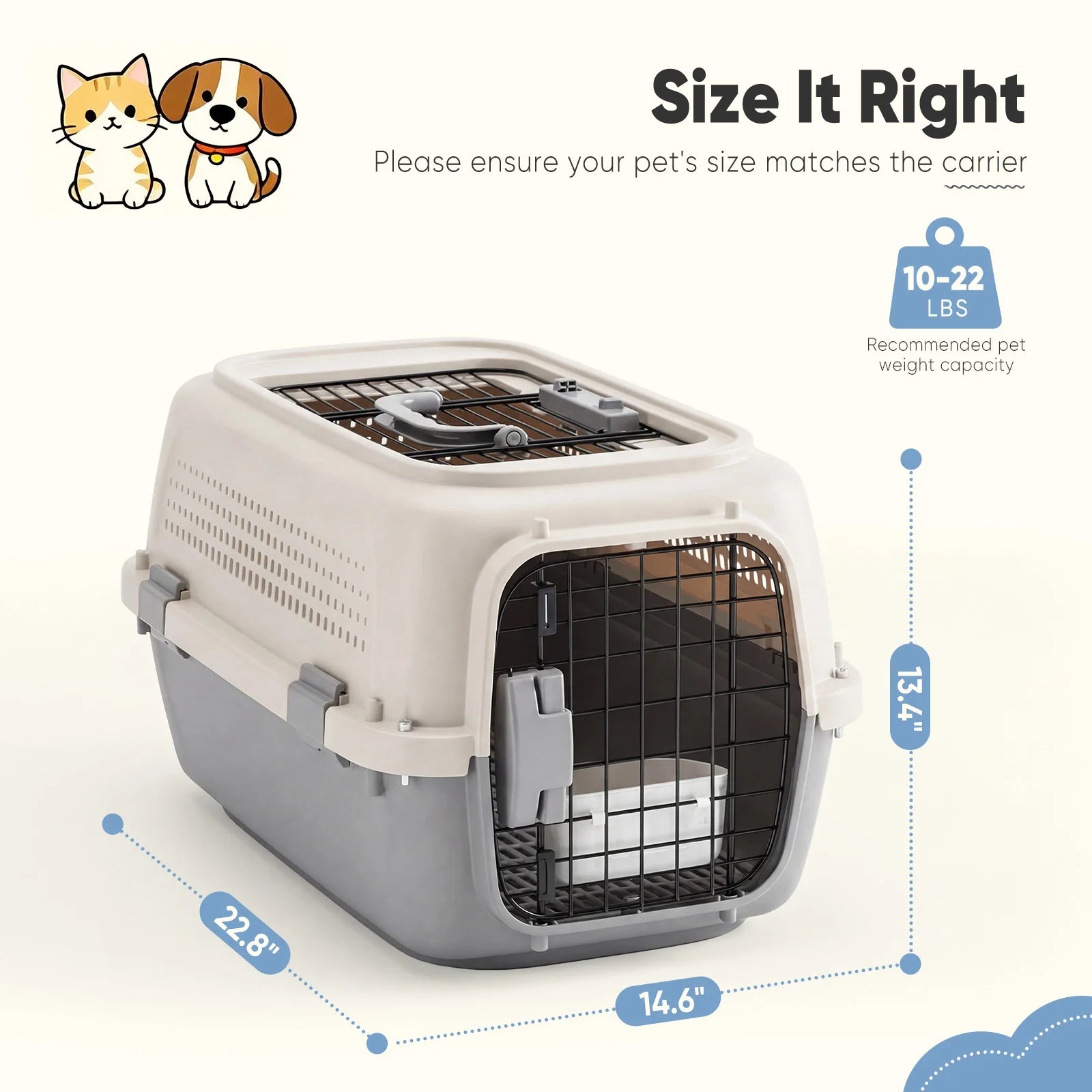 23-Zoll Transportbox für kleine Hunde und Katzen