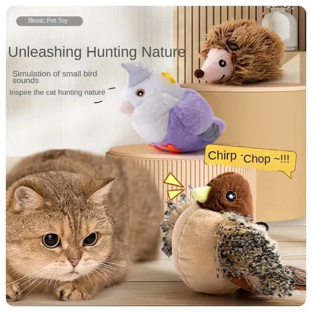 Interactive Cat Toys Flying Bird Cat Toy Flapping Wings Sparrow Catnip Toys Vivid Chirpi]ng Simulation Bird Interactive Cat Toy 