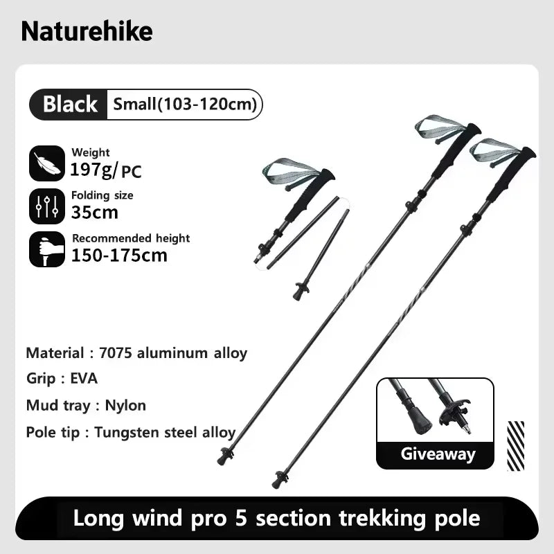Carbon Fiber Trekking Poles Adjustable 103–135cm Ultralight Hiking Sticks