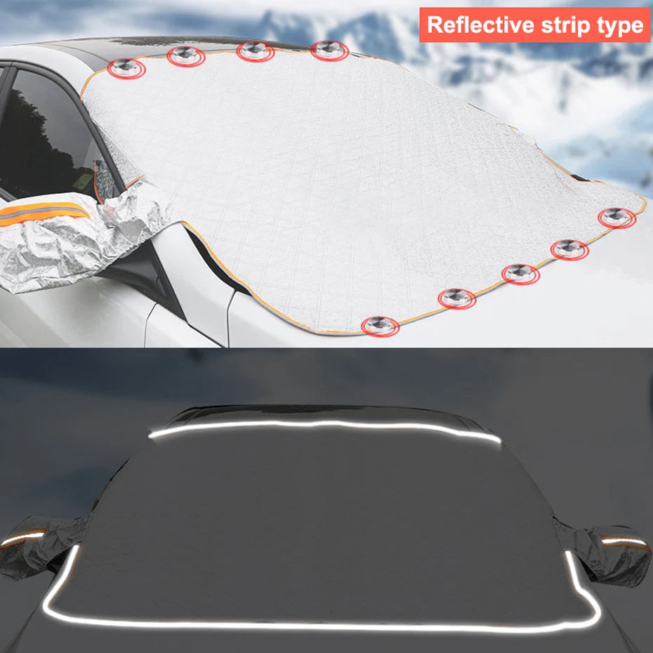 SEAMETAL Outdoor Car Cover Winter Snowproof Windshield Cover Snow Shield Universal Anti-Frost Snow Cover with Windproof Strap
