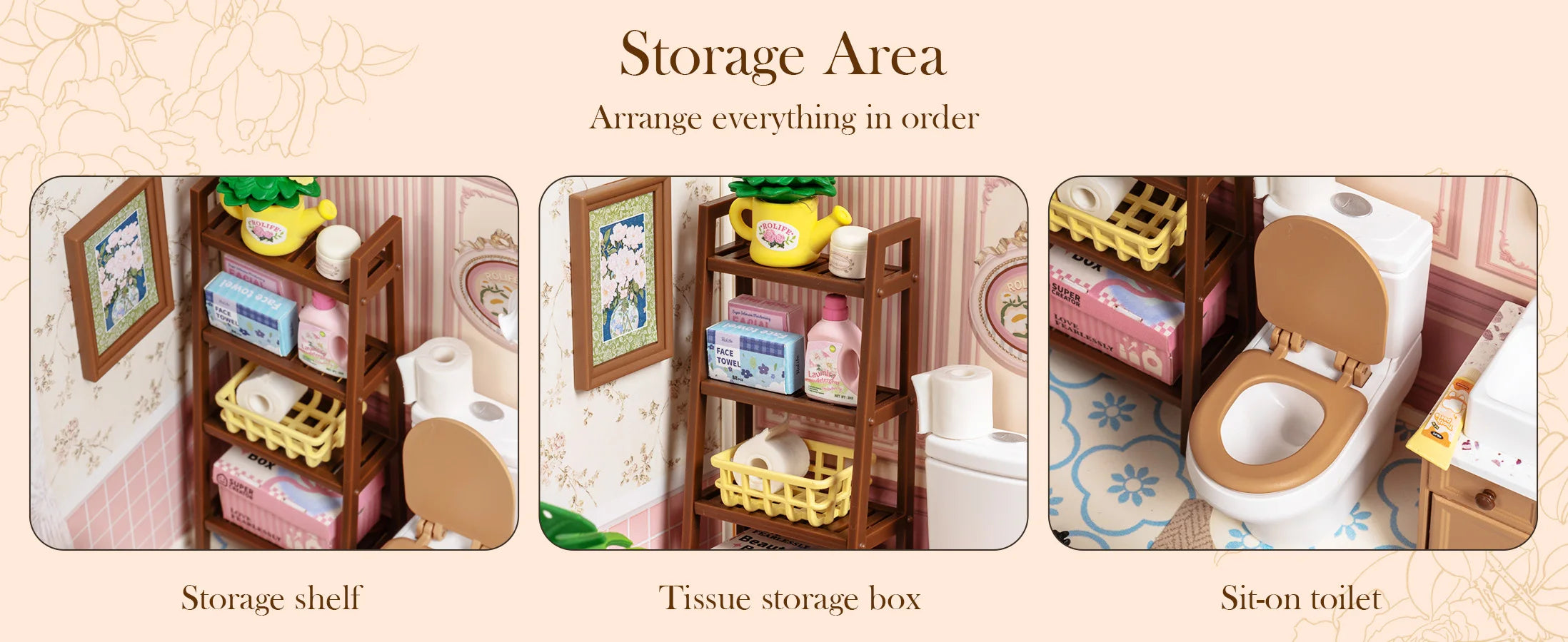 ROBOTIME DIY Miniature House Kit – Pop Bubble Bathroom Set