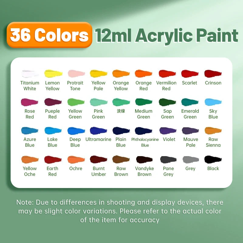 Levendige acrylverfset – 12ml kunstenaarskleuren