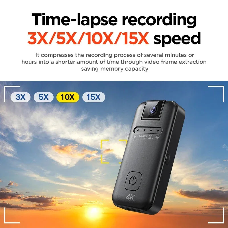 Câmara Micro Full HD 4K Equipamento de Gravação Portátil para Motocicletas, Bicicletas, Registos de Polícia/Aplicação na Lei, Extrema
