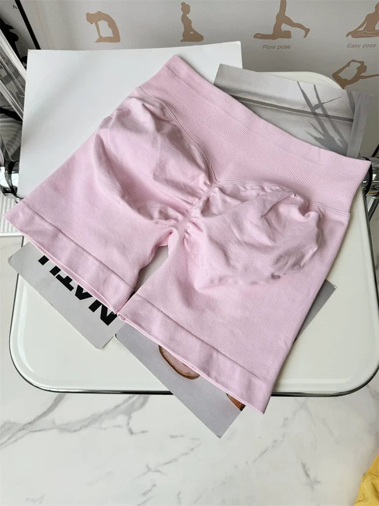 Seamless Shorts Ribbed Yoga Shorts Women Flex Scrunch Bum Gym Shorts Booty Running Short Butt Lifting Workout Pants 