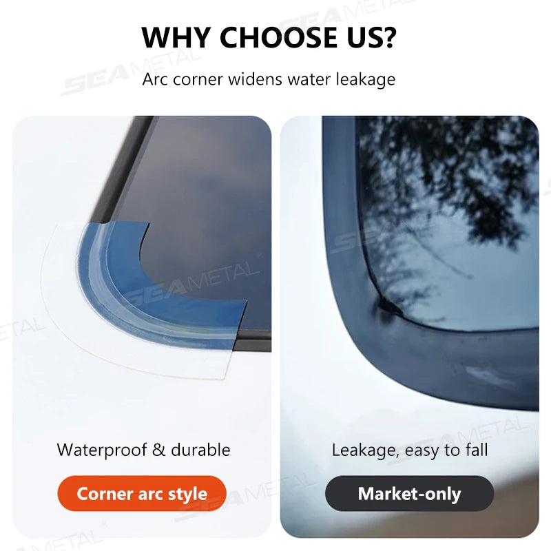 SEAMETAL Car Sunroof Sealing Sticker Transparent Panoramic Sunroof Seal Strip Waterproof Leakproof Roof Edge Gap Filler Strip