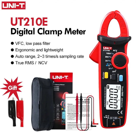 UNI-T UT210E Digitalni merilnik AC DC tokovnih klešč True RMS Klešče Ampermeter Preizkuševalec napetosti Multimeter Merilnik upora Frekvenčni meter