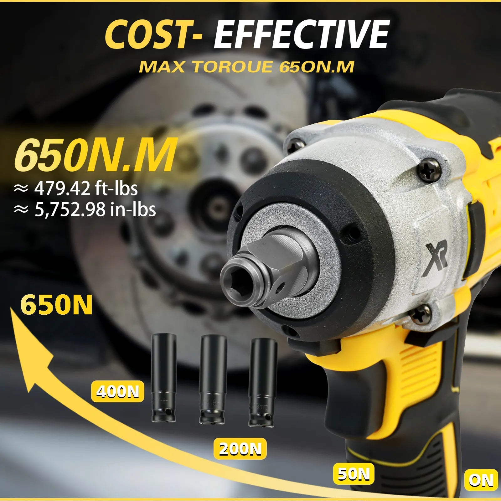 1/2 Inch Cordless Impact Wrench 20V Brushless 280 ft-lbs with 2 Batteries and Charger