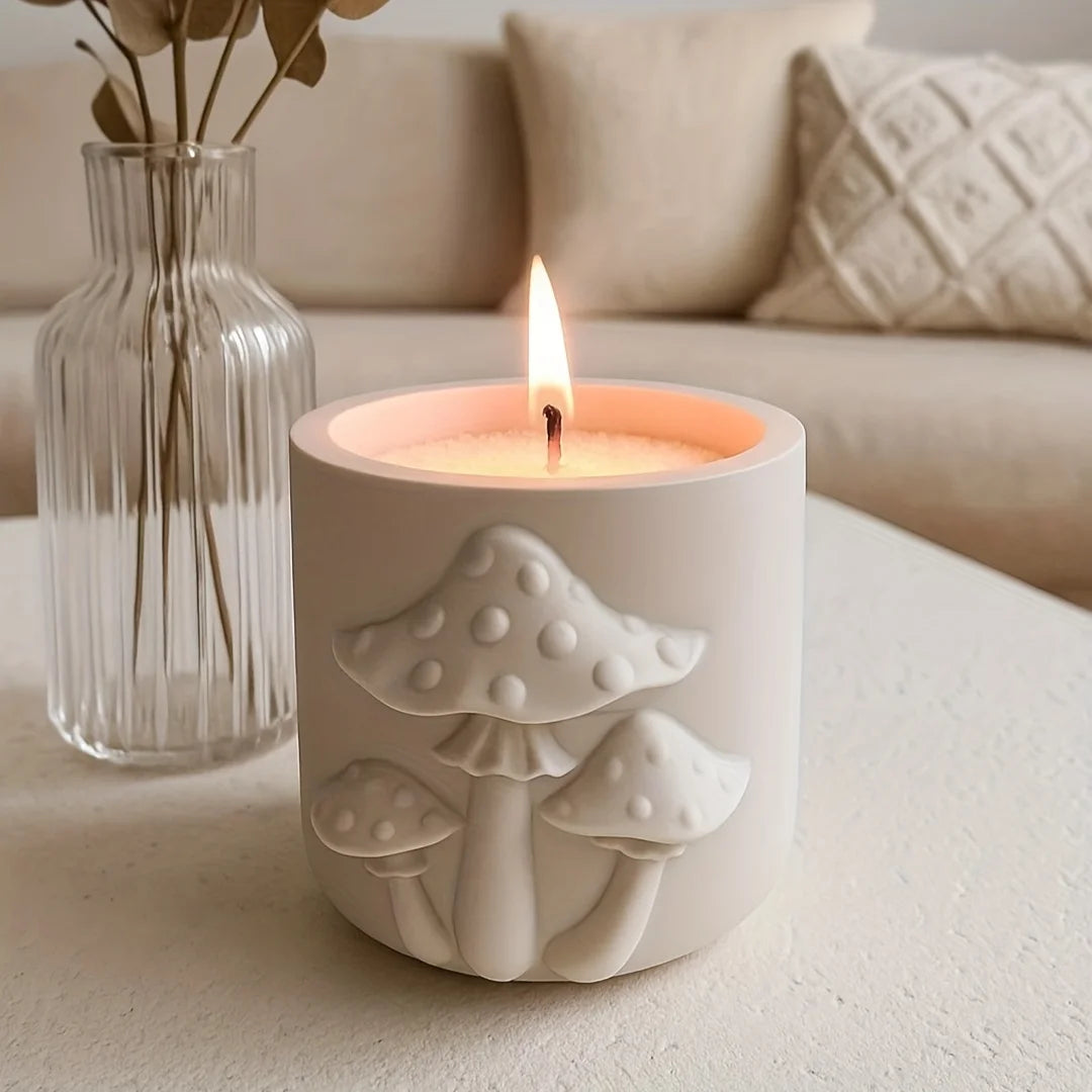 Resin Silicone Mold 3D Mushroom Candle Holder Mold Mushroom Jar with Lid Mold Set for DIY Handmade Plaster Storage Box Mold