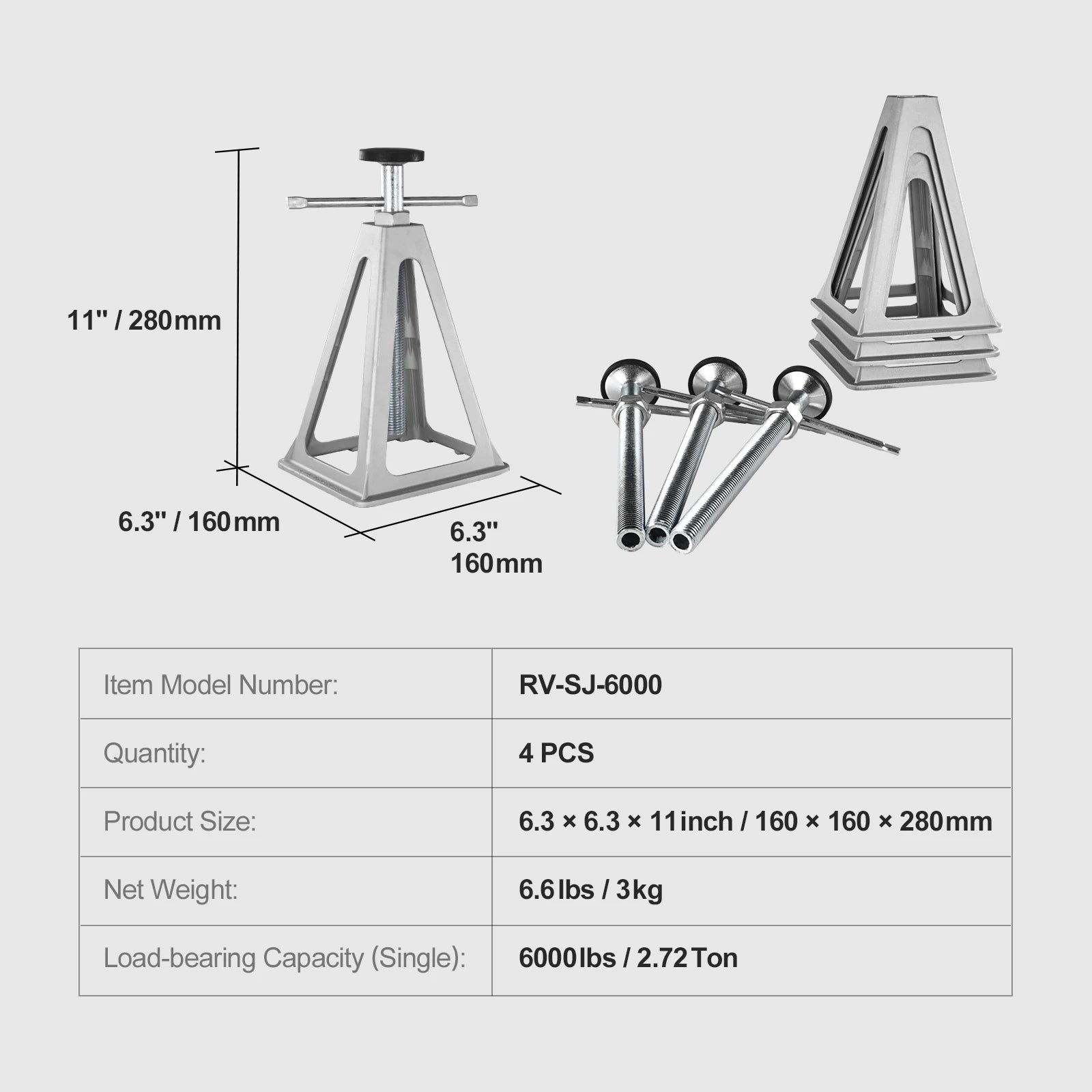 RV Stabilizer Jacks 4 Pack 6000 lb Adjustable Leveling Stack Jacks