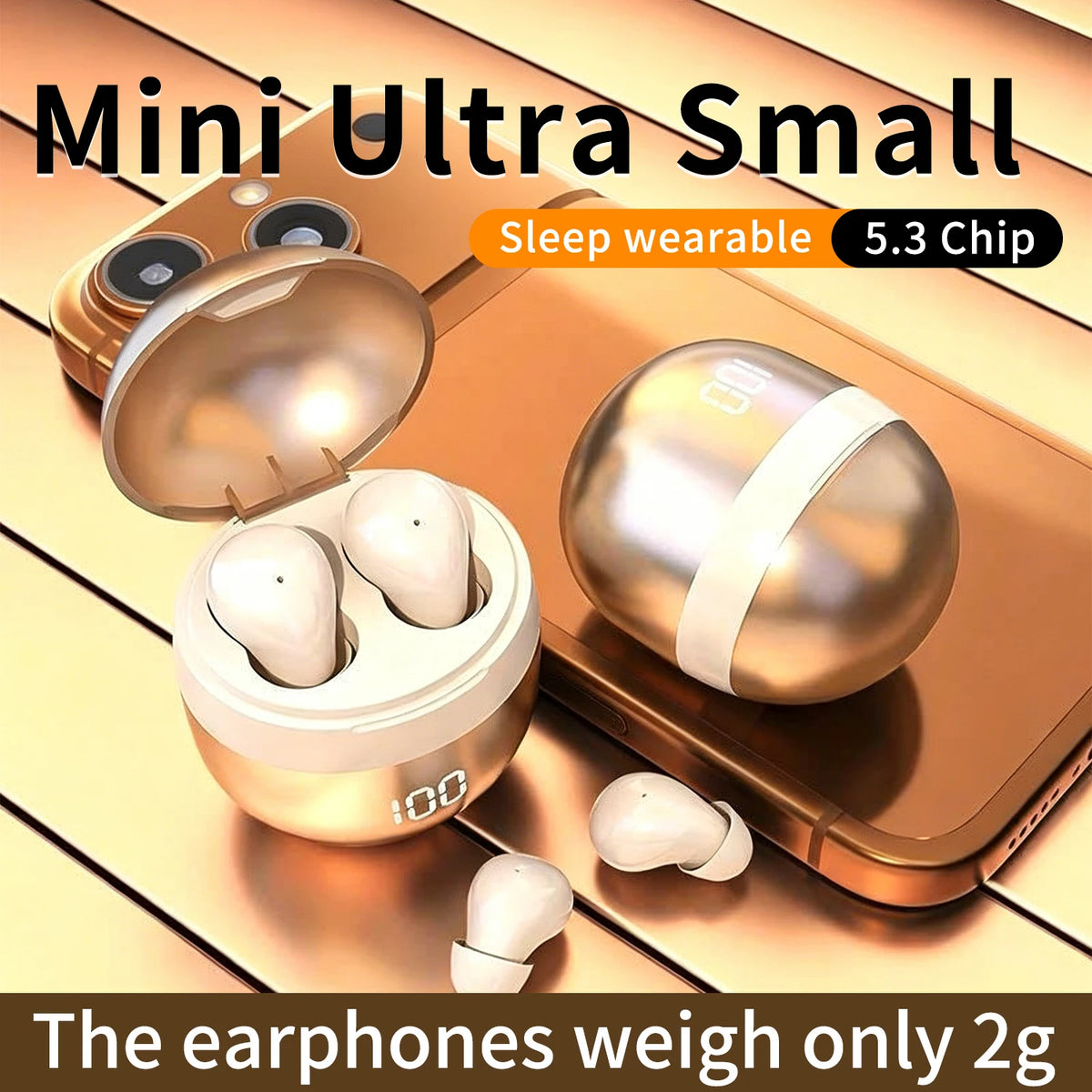 Small Wireless Bluetooth In-Ear Headphones for Sleep and Sports