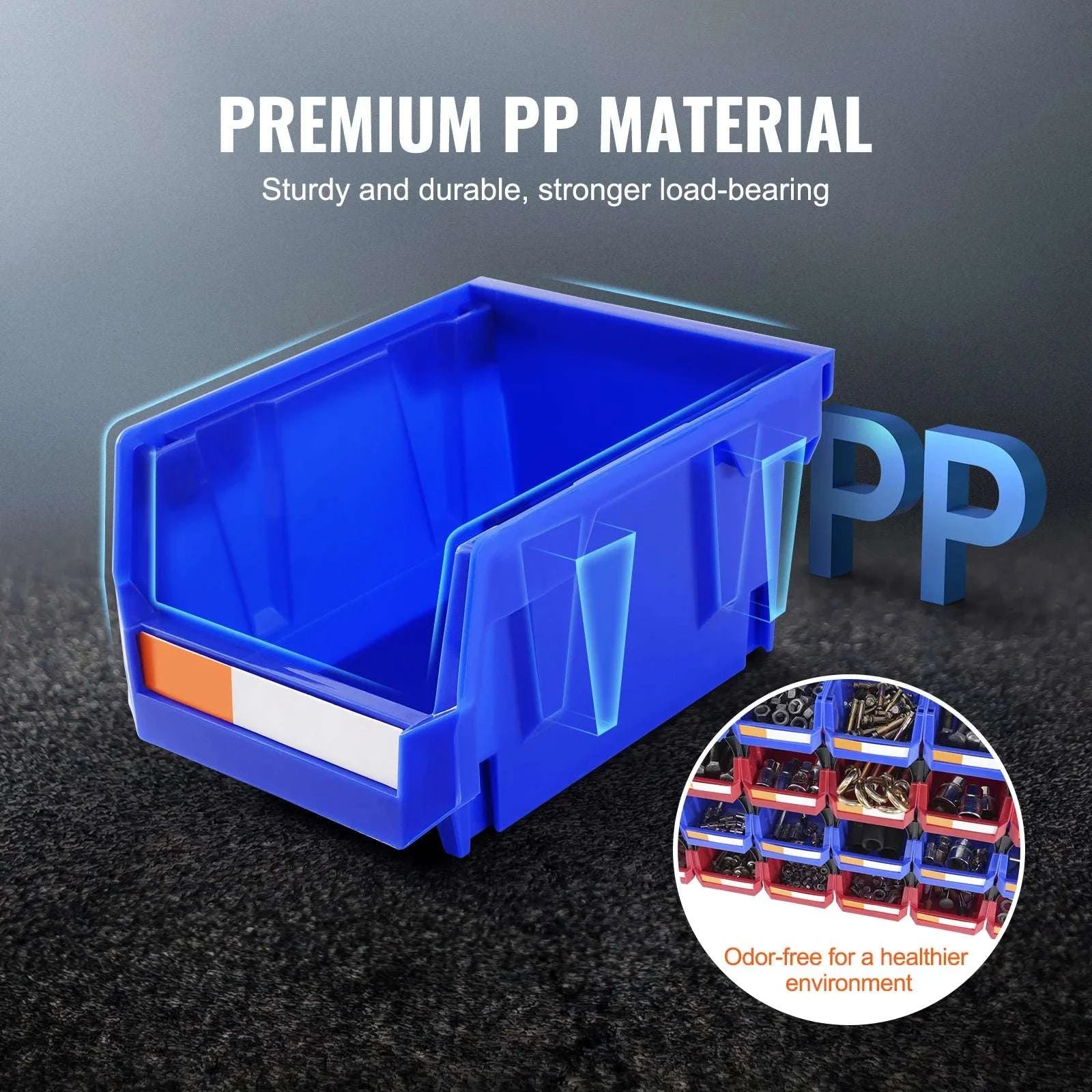 24pcs Stackable Storage Bins with Labels for Garage, Tools & Parts