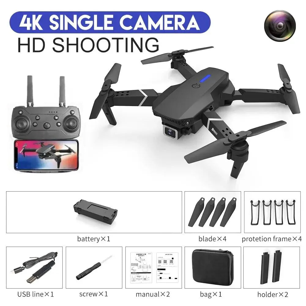 Height Hold Gift Toy 2024 E88Pro RC Drone 4K 1080P Wide Angle HD Camera Foldable Helicopter WIFI FPV 