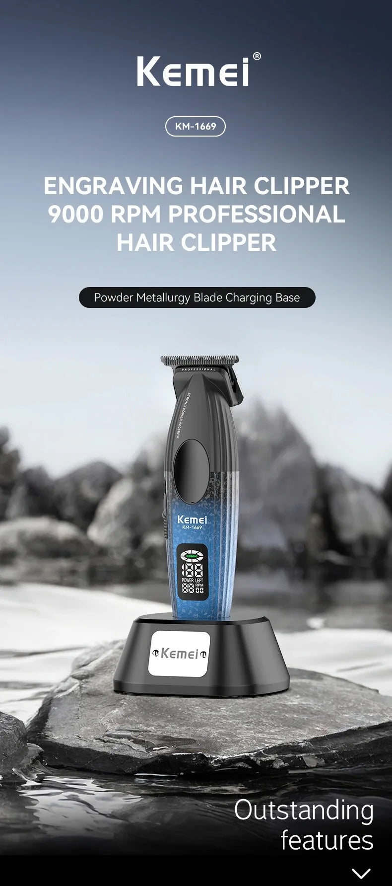 Cordless 9000RPM Hair Clipper Zero Gap Trimmer for Precision Cuts