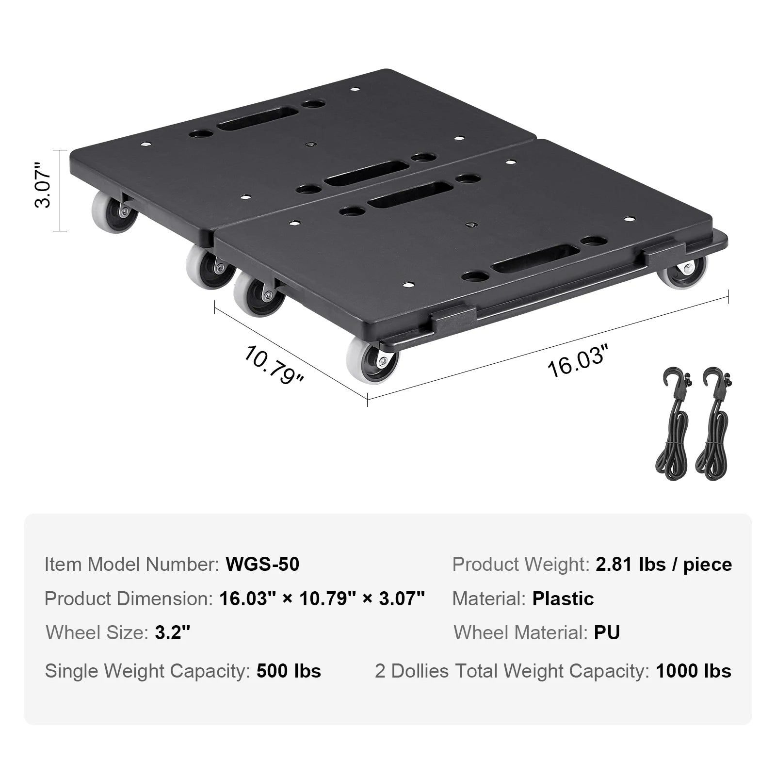 2 Pack Furniture Dolly Movers 500 lbs Each with Wheels