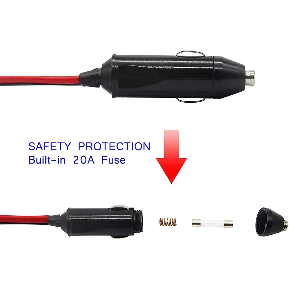 3-Way Car Cigarette Lighter Socket Splitter 12V/24V Extension Cable