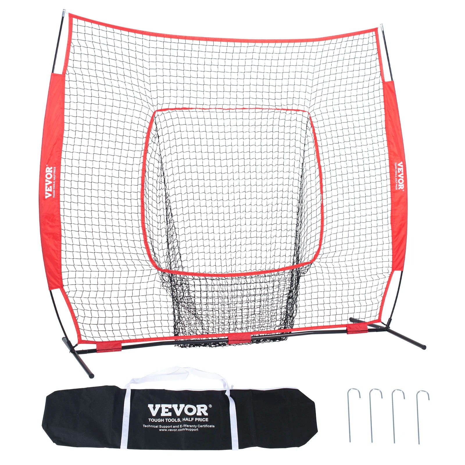 VEVOR 7x7 ft Baseball Softball Practice Net, Portable Baseball Training Net for Hitting Batting Catching Pitching