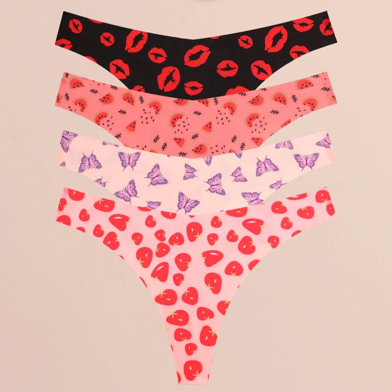 Stretchstrings voor dames met print - 4 stuks