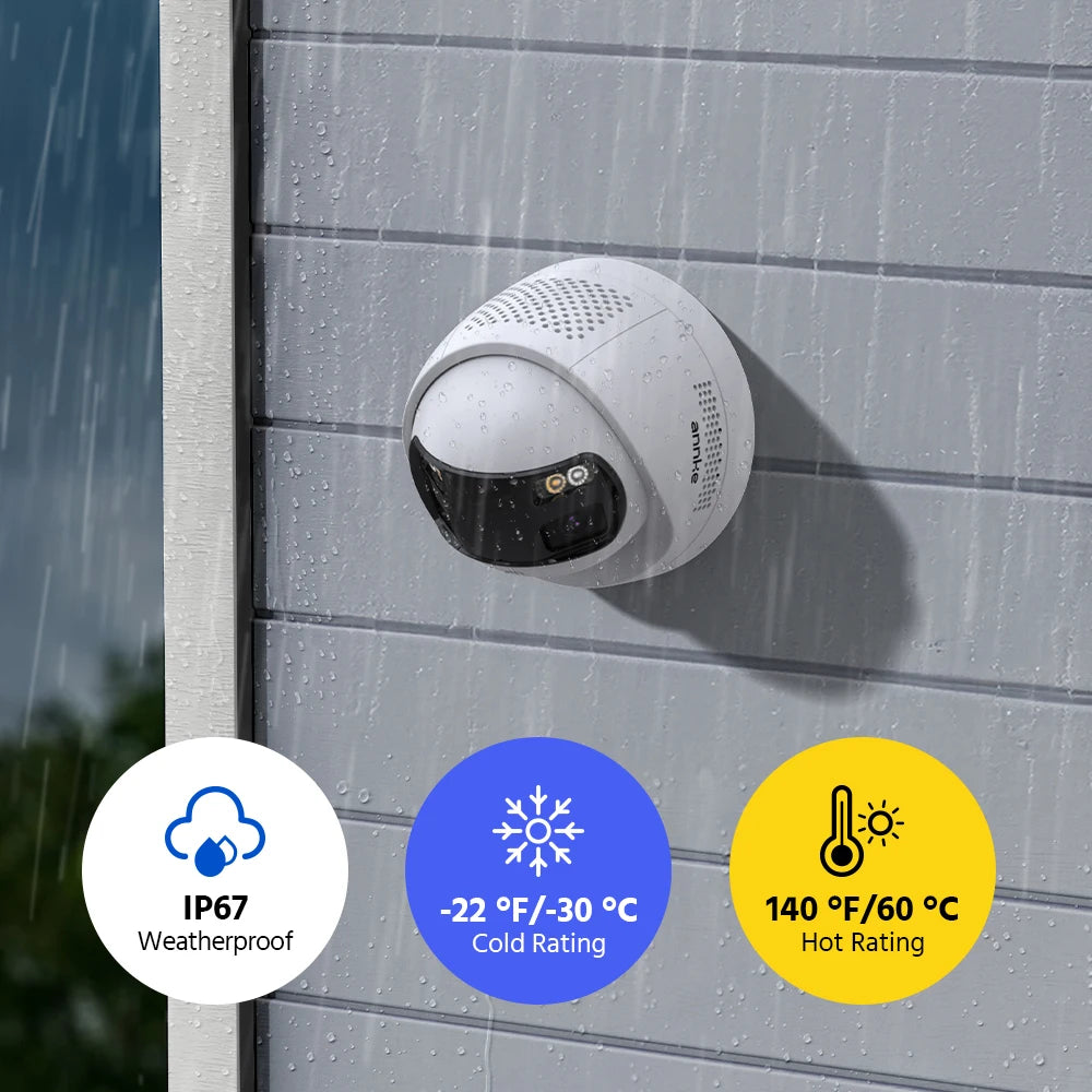 8MP Dual Lens PoE IP Security Camera with Human Detection, Two-Way Audio, 180° View