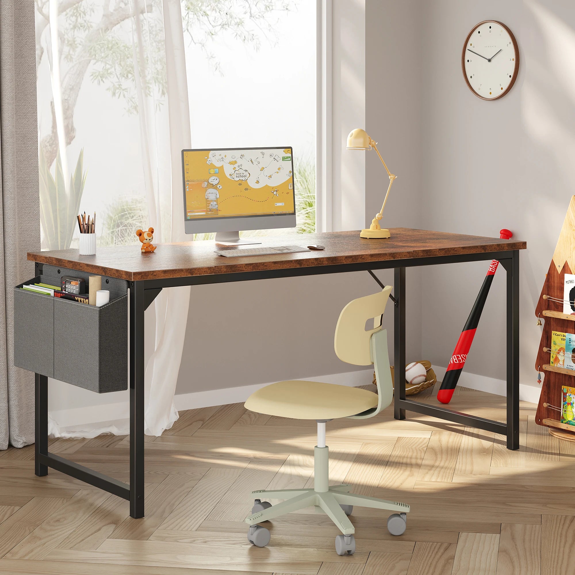 Computer Desk 31–55 Inch Writing & Gaming Table with Side Storage Bag