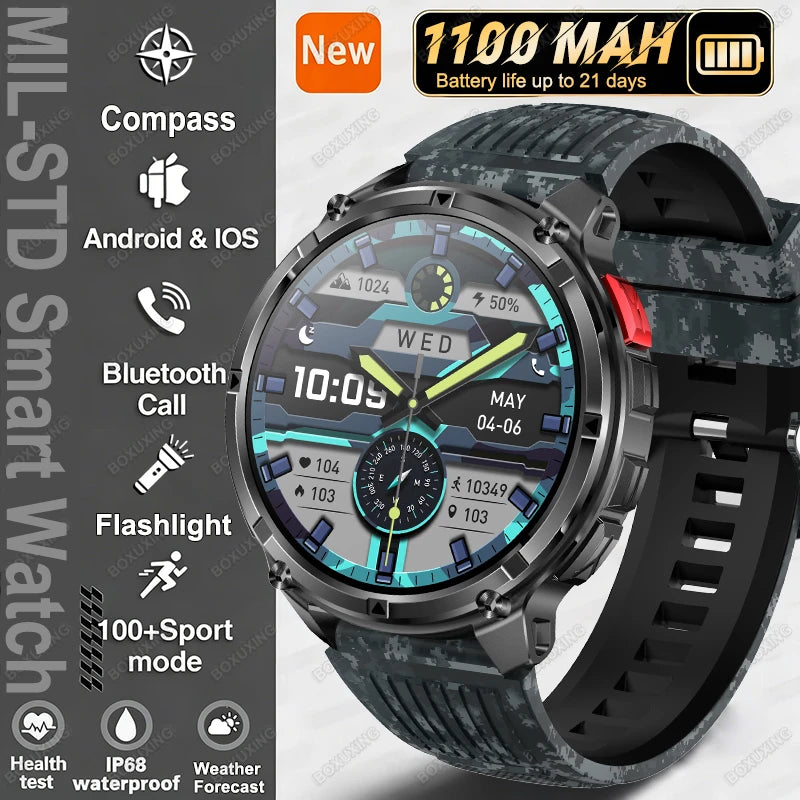 Smartwatch con chiamata Bluetooth all'aperto con bussola e GPS collegato al telefono