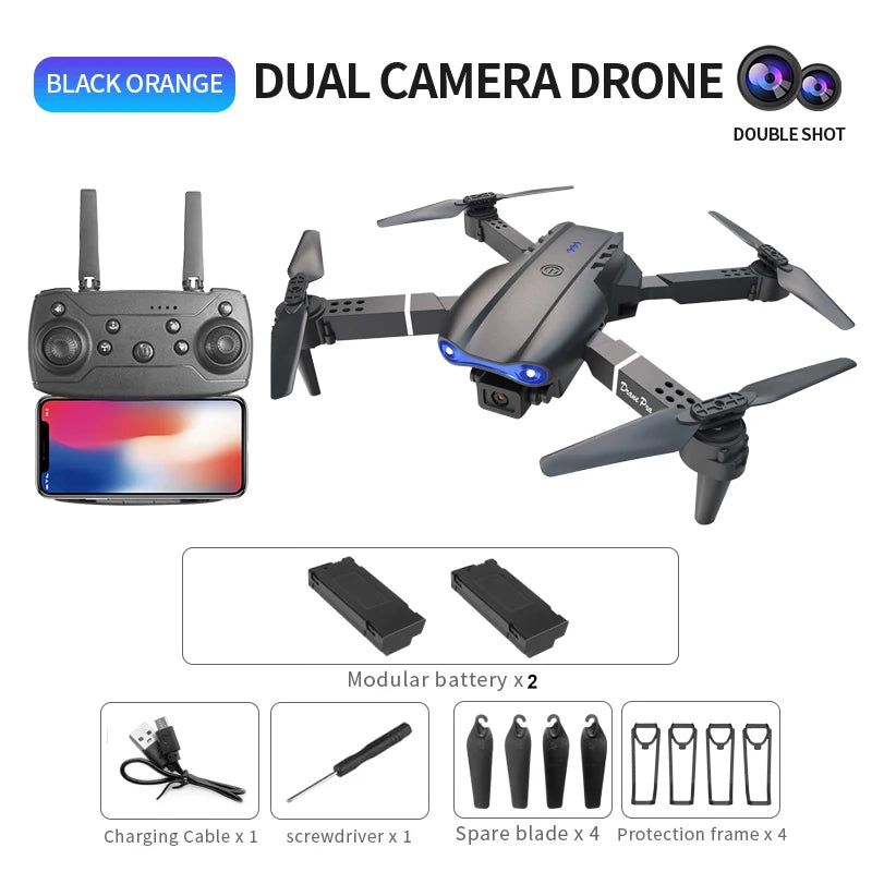Drone E99 Pro avec caméra HD, contrôle via application et portée de 50 m