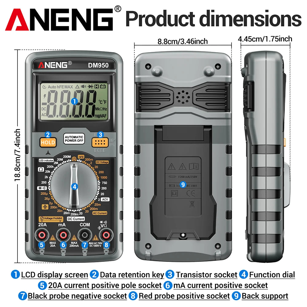 DM950 Digitalmultimeter - 1999 Counts