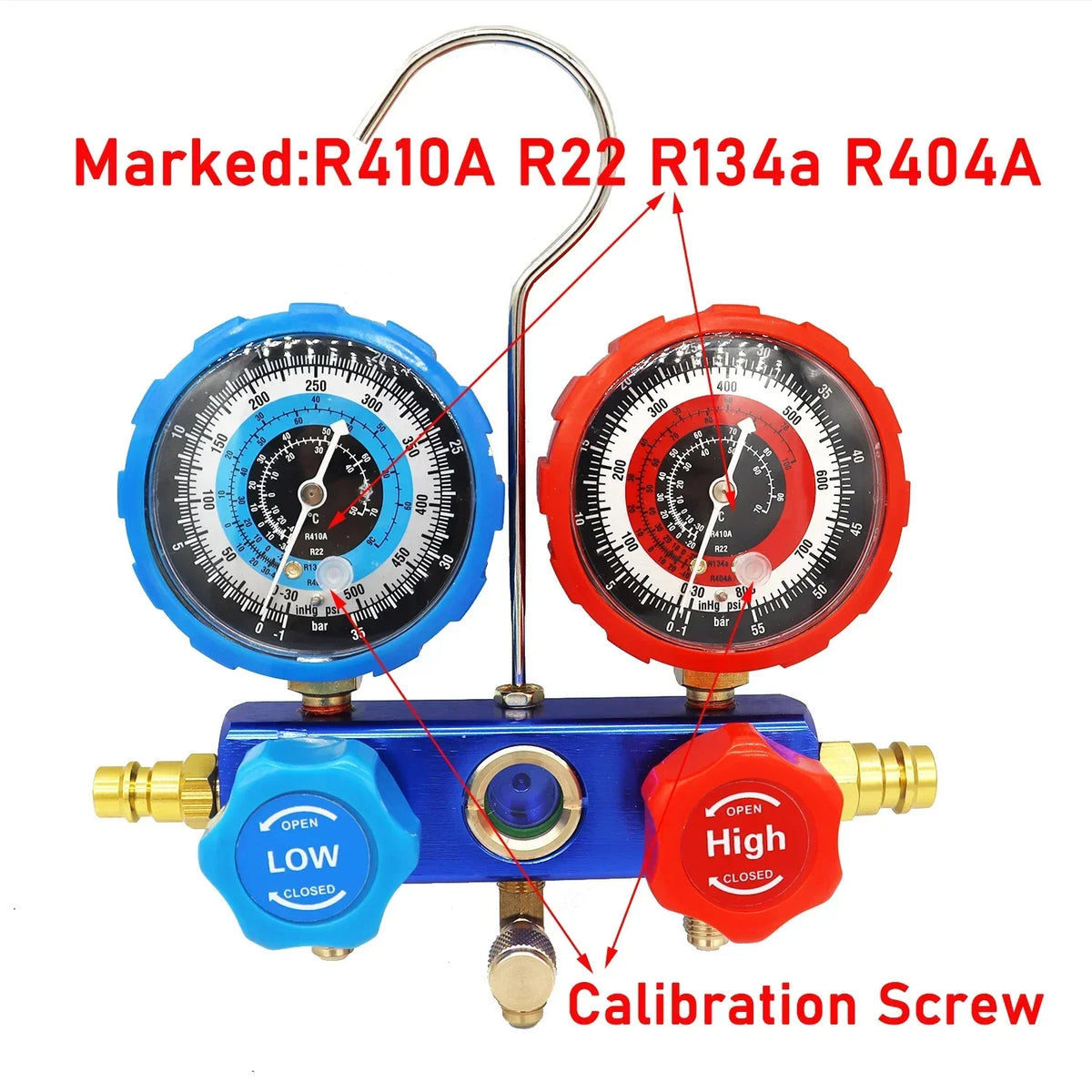 NEW Car Air Conditioning Pressure Manifold Gauge Hose Kit R22 R-410A R-134a R-404A Refrigerant Pressure Gauge Set Storage Box