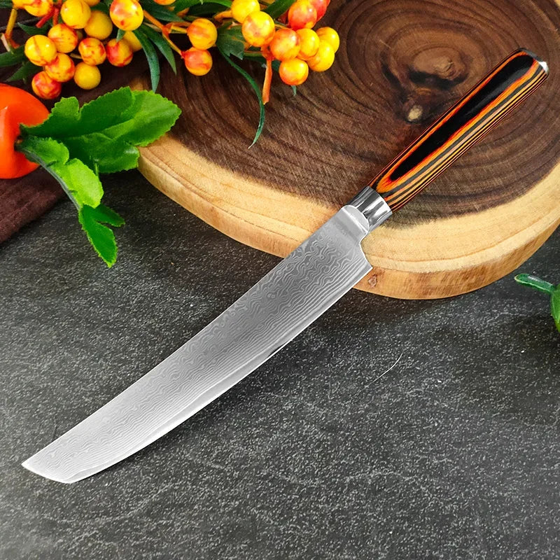 Professional Kitchen Knives Chef Cleaver Meat Wood Handle Japanese Damascus Steel Knife Slicing Fruit Fish Butcher Boning Knife 