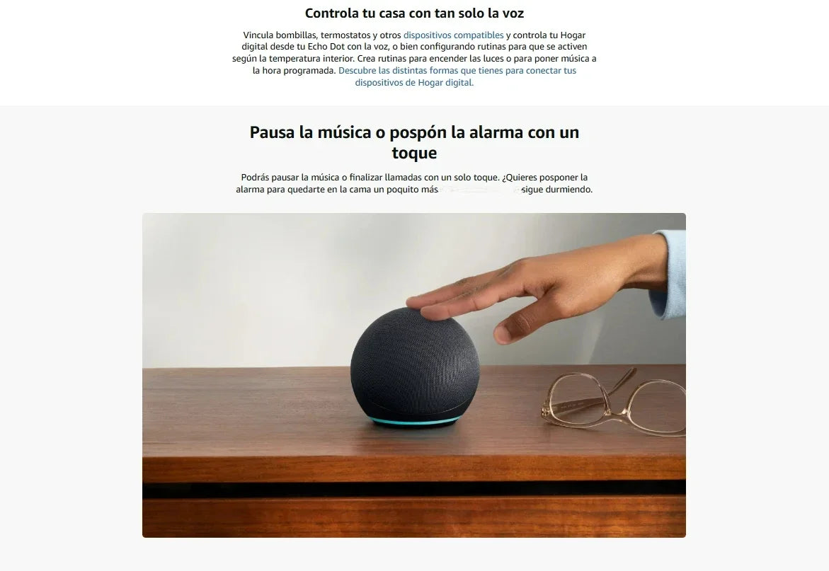 Coluna inteligente Wi-Fi compacta com botão de desligar o microfone