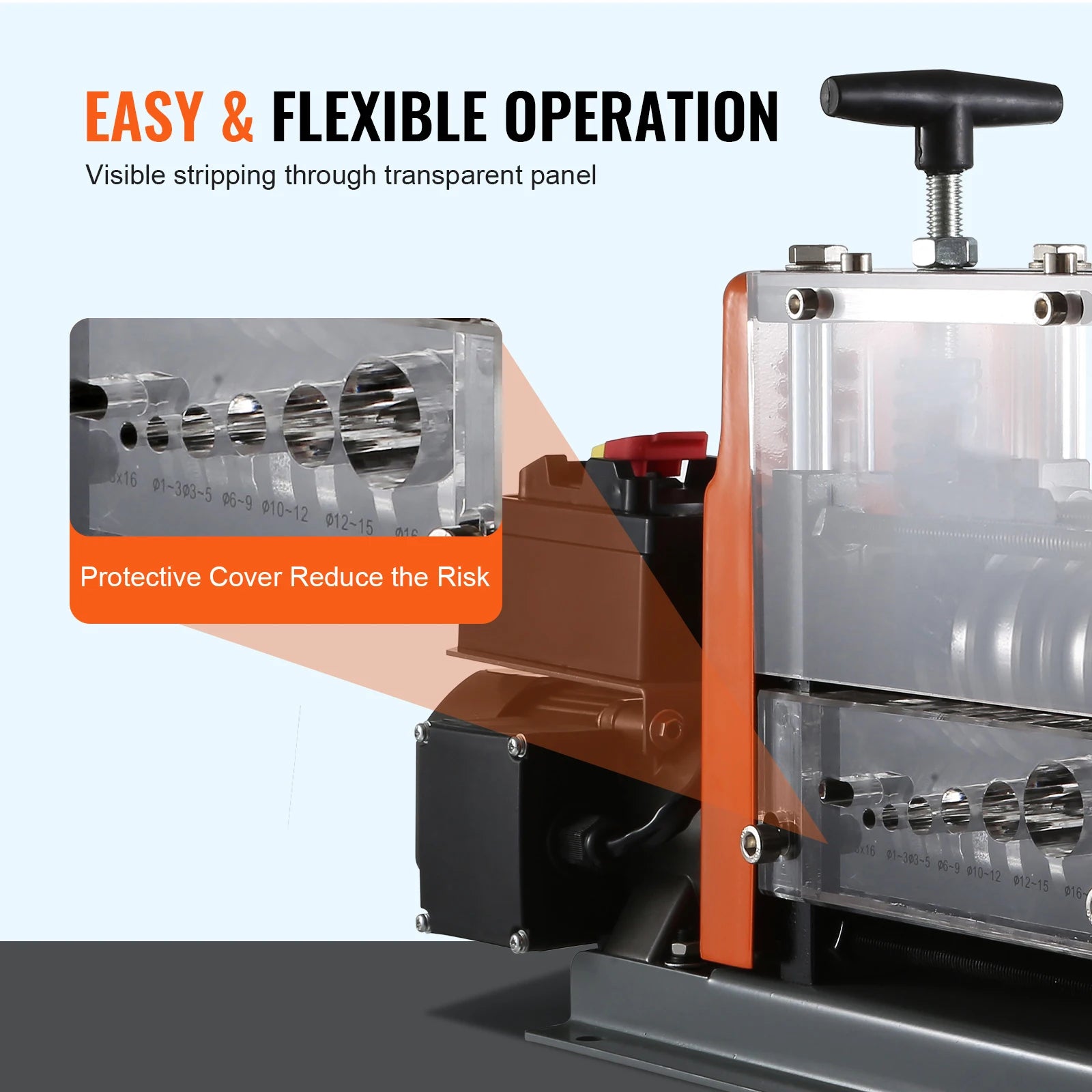 SucceBuy 60W 1.5-25mm Electric Wire Stripping Machine Visible Stripping Depth 6 Round+1 Flat Channels for Scrap Copper Recycling