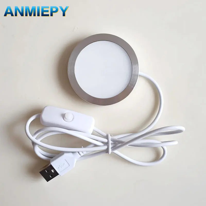 LED spotlámpa USB-s, 5 V-os, ultravékony mini szekrénylámpa kapcsolóval, 3 W, 5 W, 7 W, kirakatba, ékszerekhez és mennyezetre, 3M ragasztóval, beltéri használatra