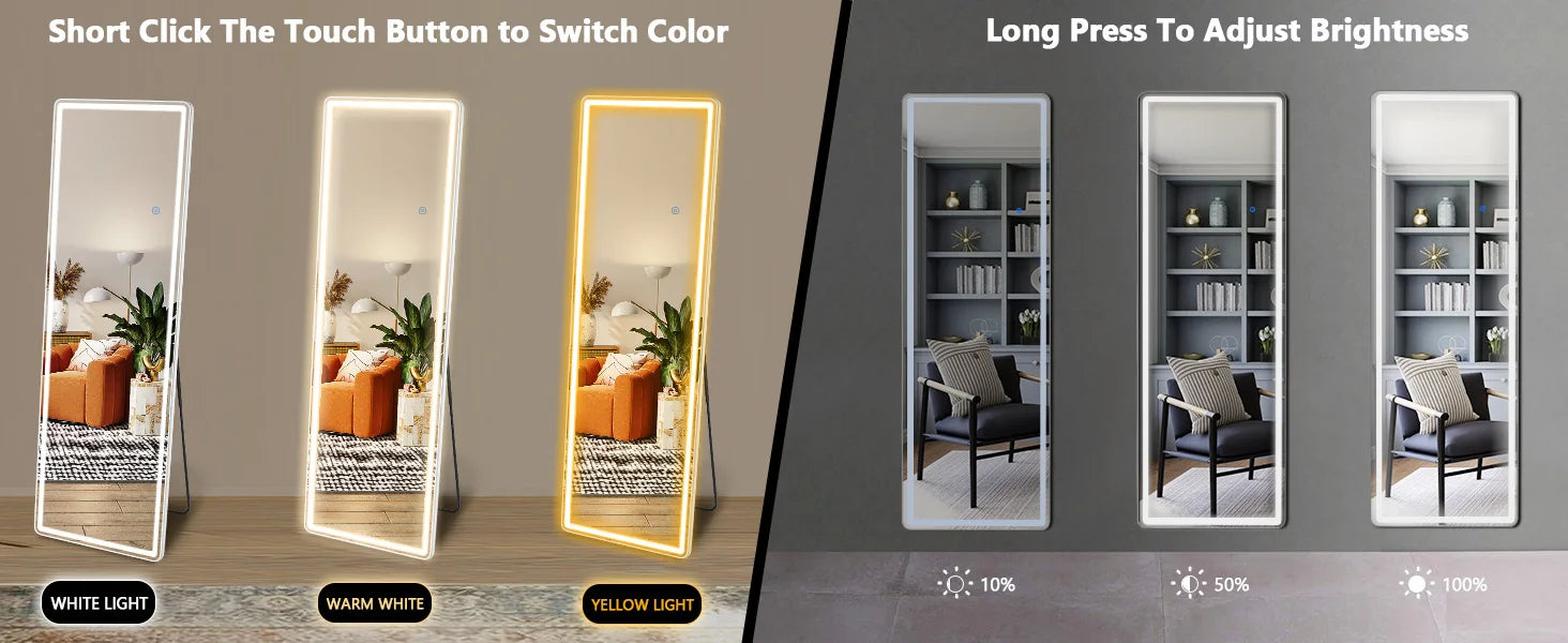 64" x 21" Full Length Floor Mirror with Aluminum Frame